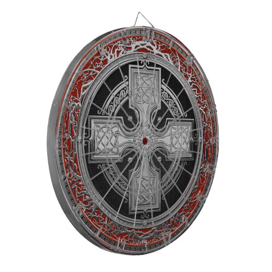[200] Ancient Celtic Sacred Silver Knot Cross Dartbord (Voorkant Links)