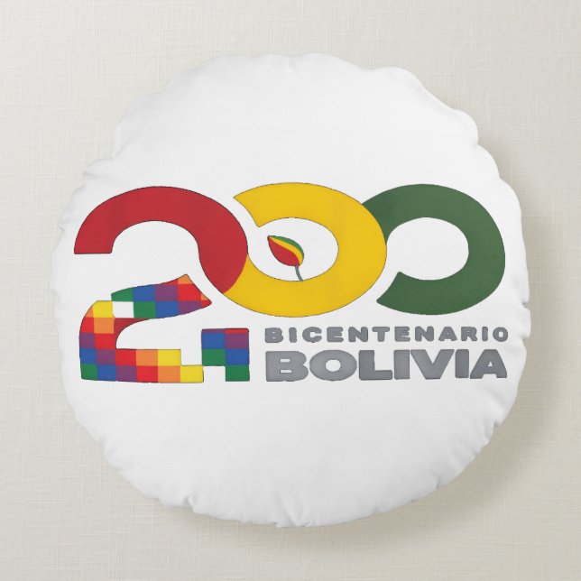 200 años bicentenario de Bolivia Rond Kussen (Voorkant)