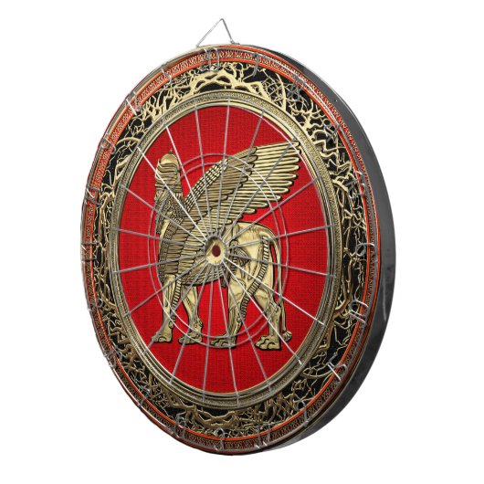 [200] Assyrische Winged Lion - Gold Lamassu Dartbord (Voorkant Rechts)