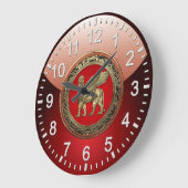 [200] Assyrische Winged Lion - Gold Lamassu Grote Klok (Hoek)