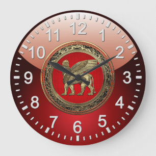 [200] Assyrische Winged Lion - Gold Lamassu Grote Klok