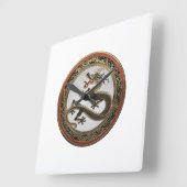 [200] Black and Gold Sacred Eastern Dragon Vierkante Klok (Hoek)