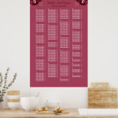 200 Bourgogne en goudfloral weddenschappen Poster (Keuken)