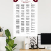 200 Bourgogne en goudfloral weddenschappen Poster (Thuiskantoor)