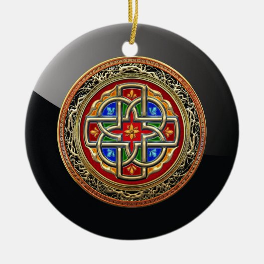 [200] Celtic Cross [Gold+Enamel] Keramisch Ornament (Voorkant)