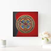 [200] Celtic Cross [Gold+Enamel] Vierkante Klok (Huis)