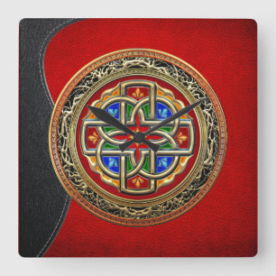 [200] Celtic Cross [Gold+Enamel] Vierkante Klok