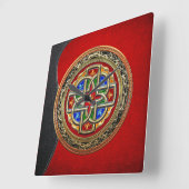 [200] Celtic Cross [Gold+Enamel] Vierkante Klok (Hoek)