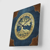 [200] Celtische boom of Life [Gold] Vierkante Klok (Hoek)