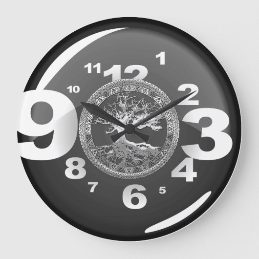 [200] Celtische boom of Life [Zilver] Grote Klok (Voorkant)
