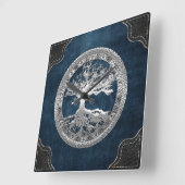 [200] Celtische boom of Life [Zilver] Vierkante Klok (Hoek)