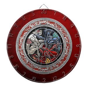 [200] Celtische schatten - Drie honden op zilver Dartbord