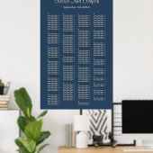 200 Classic Blue Simple Wedding Seating Chart Poster (Thuiskantoor)