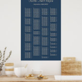 200 Classic Blue Simple Wedding Seating Chart Poster (Keuken)