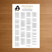 200 Funny Penguin Greeter Wedding Seating Chart Poster