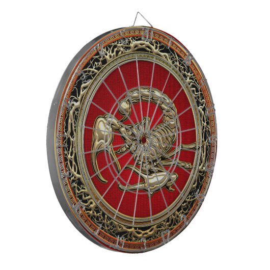 [200] Gangd gouden Scorpion op rood Dartbord (Voorkant Links)