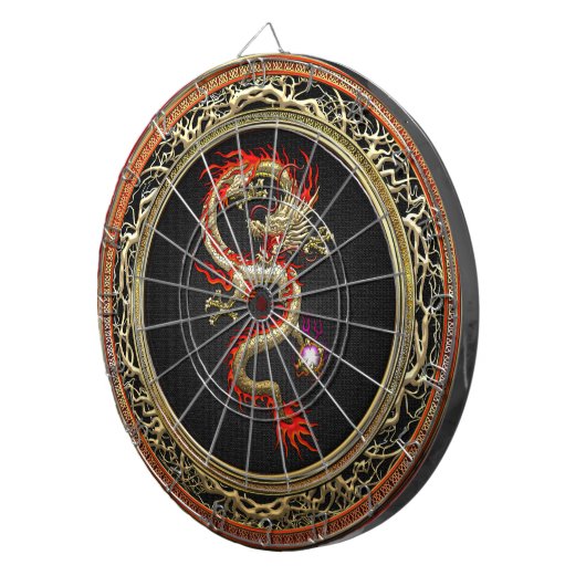[200] Golden Chinese Dragon Fucanglong Dartbord (Voorkant Rechts)
