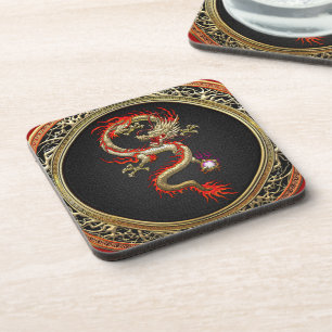 [200] Golden Chinese Dragon Fucanglong Onderzetter