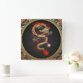 [200] Gouden Chinese Draak Fucanglong Vierkante Klok (Huis)