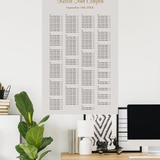 200 Gray Simple Wedding Seating Chart Poster (Thuiskantoor)