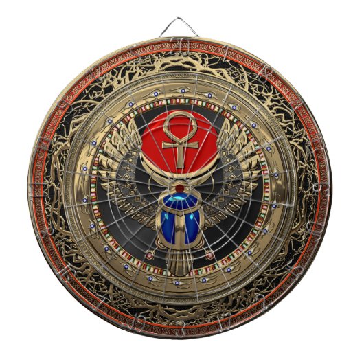 [200] Heilig goud Egyptisch scharretje met Ankh Dartbord (Voorkant)