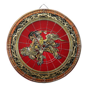 [200] Hokusai - Shoki Riding Shishi Lion Dartbord