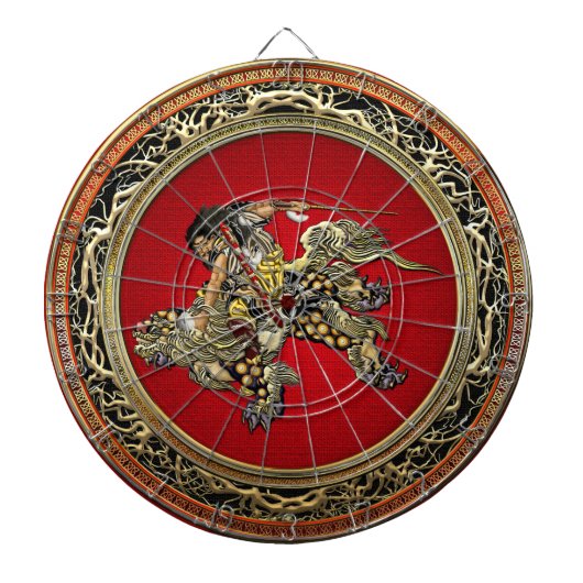 [200] Hokusai - Shoki Riding Shishi Lion Dartbord (Voorkant)