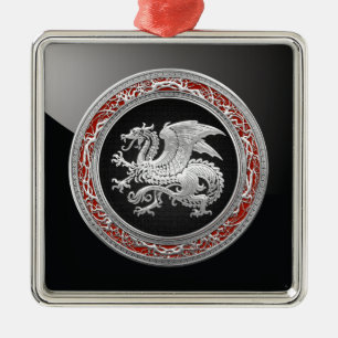[200] IJslandse draak, Landvætir [Silver] Metalen Ornament