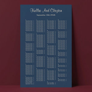 200 Klassiek Blauw Eenvoudig Trouwstoelindeling Poster
