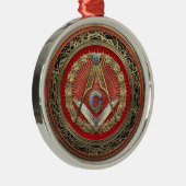 [200] Master Mason - Gold Square & Compass Metalen Ornament (Rechts)