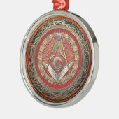 [200] Master Mason - Gold Square & Compass Metalen Ornament (Links)
