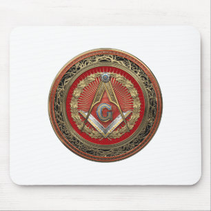 [200] Master Mason - Gold Square & Compass Muismat