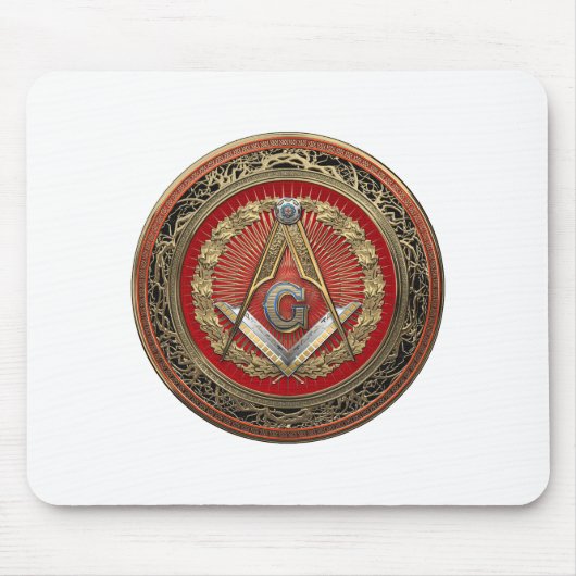 [200] Master Mason - Gold Square & Compass Muismat (Voorkant)