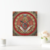 [200] Master Mason - Gold Square & Compass Vierkante Klok (Huis)