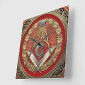 [200] Master Mason - Gold Square & Compass Vierkante Klok (Hoek)