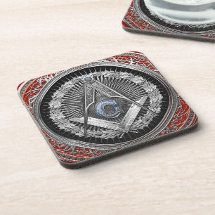[200] Master Mason - Silver Square & Compass Bier Onderzetter