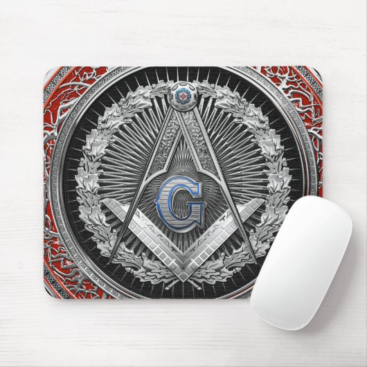[200] Master Mason - Silver Square & Compass Muismat (Met muis)