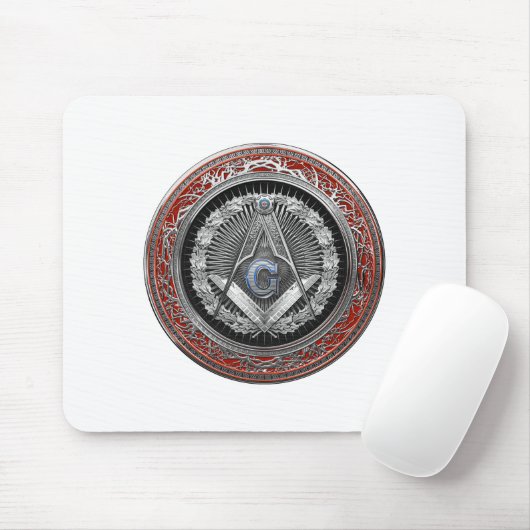 [200] Master Mason - Silver Square & Compass Muismat (Met muis)