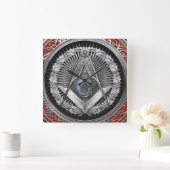 [200] Master Mason - Silver Square & Compass Vierkante Klok (Huis)