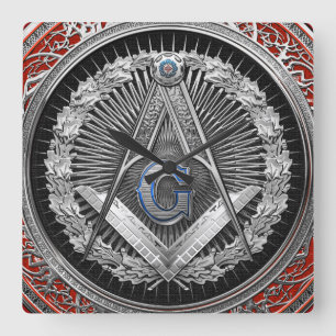 [200] Master Mason - Silver Square & Compass Vierkante Klok
