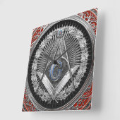 [200] Master Mason - Silver Square & Compass Vierkante Klok (Hoek)