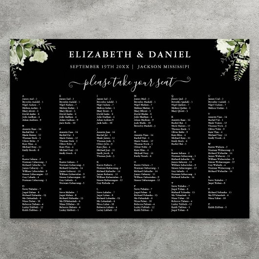 200 Namen Groene Huwelijks Zitplaats Bord Poster
