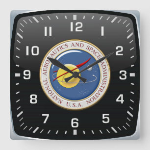 [200] NASA Emblem [3D] Vierkante Klok