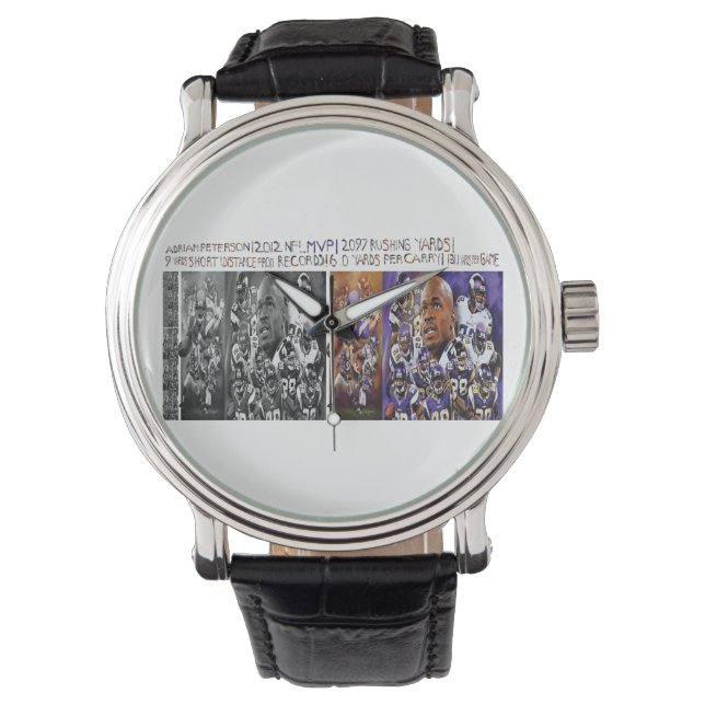 200 Portretten van Adrian Peterson Horloge (Voorkant)