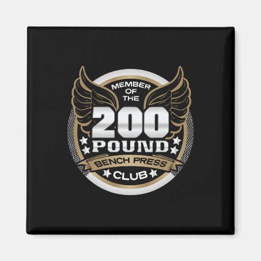 200 Pound Bench Press Club For Weightlifter Gym Magneet (Voorkant)