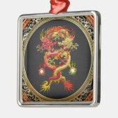 [200] Rode en gele dragons Metalen Ornament (Links)