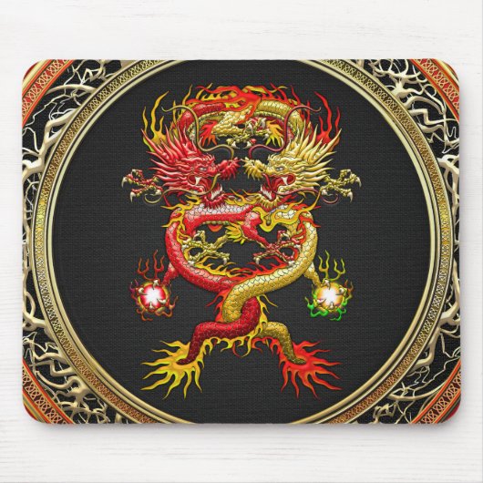 [200] Rode en gele dragons Muismat (Voorkant)
