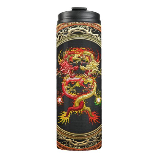 [200] Rode en gele dragons Thermosbeker (Voorkant)