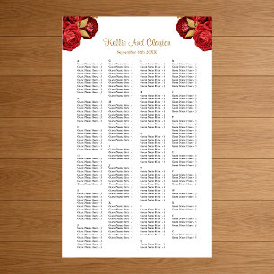 200 Rood en Goud Bloemstuk Bruiloft Zitplaatsindel Poster