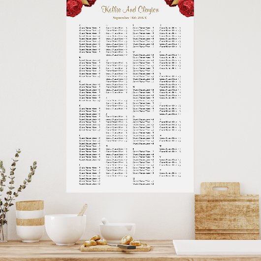 200 Rood- en goudpleisterzitjes Poster (Keuken)